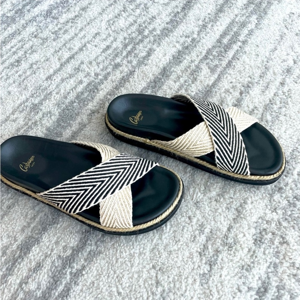 CASTANER Zuri raffia platform slides
